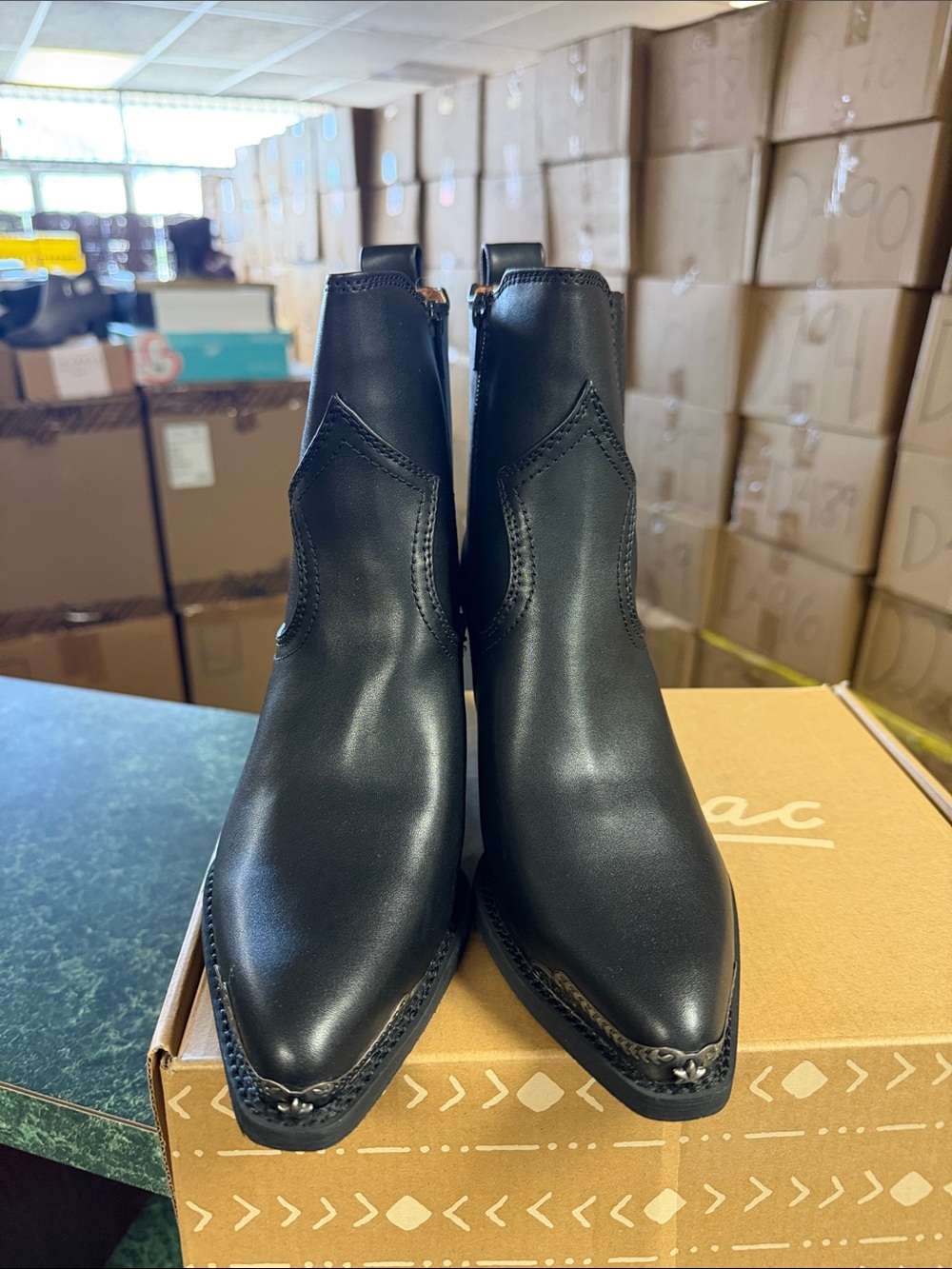 Zodiac Black Leather Western-Inspired Ankle Boots - Picture 2 of 4